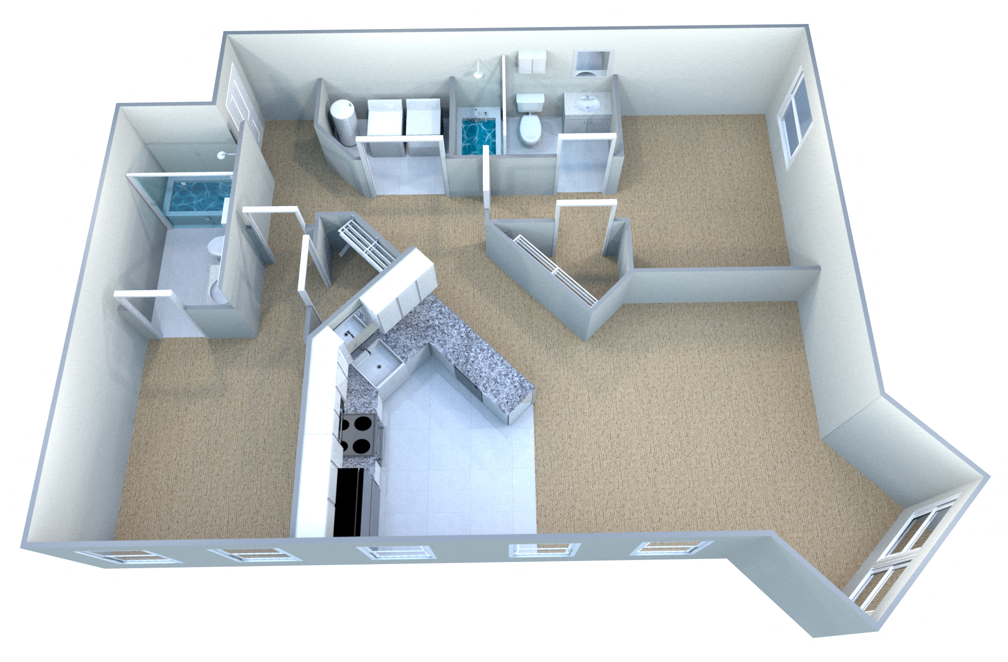 Floor plan for 2 beds, 2 baths, 904 sqft